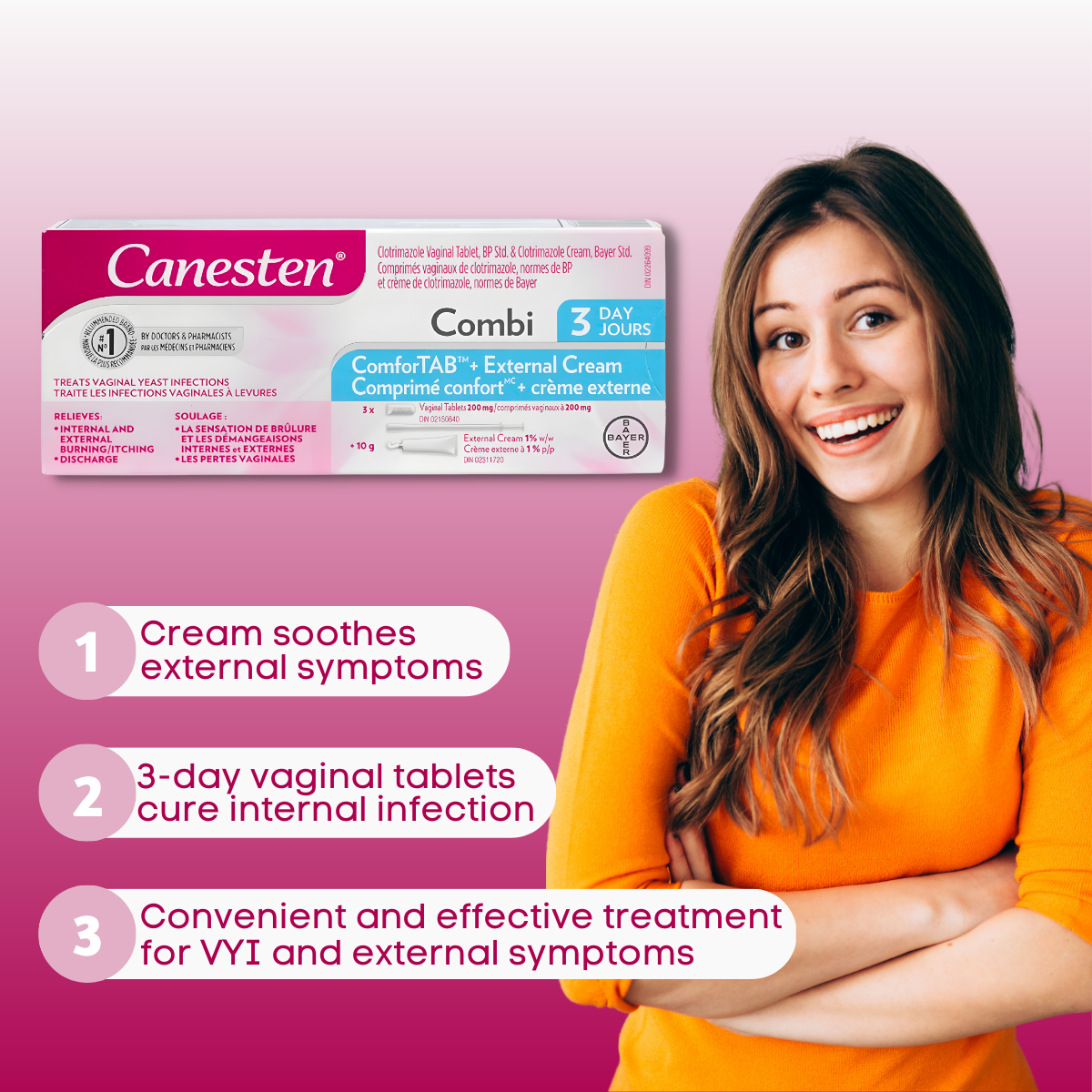 Canesten 3-Day Combi Pak [Clotrimazole 200mg & Clotrimazole 1%]