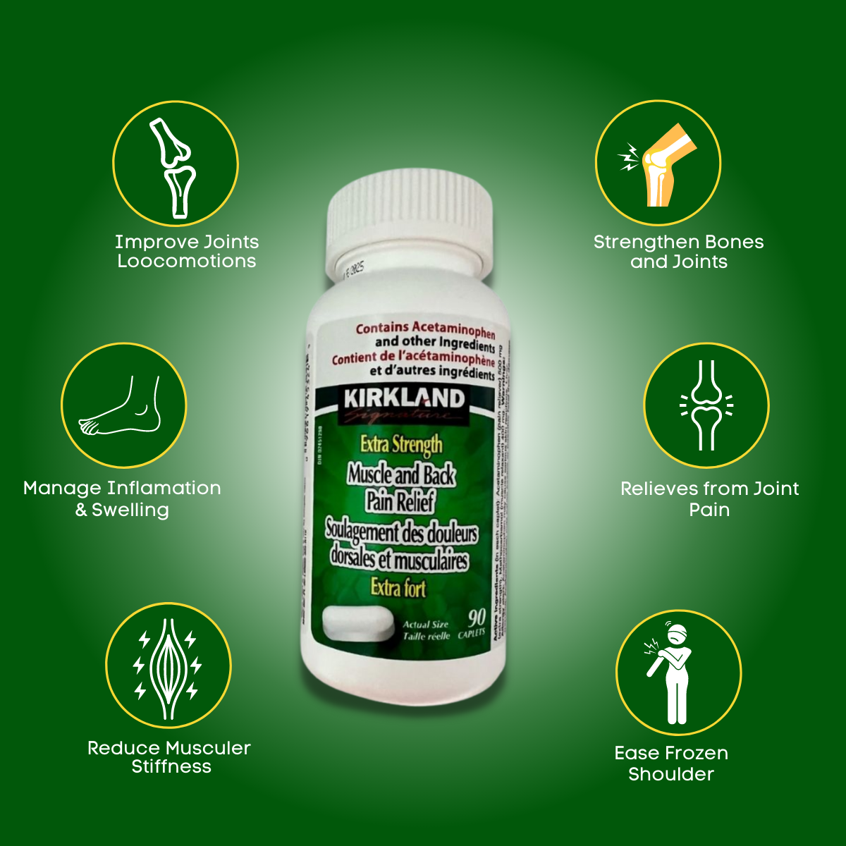 Kirkland Extra Strength Muscle & Back Pain Relief – 260 Tablets – Made In Canada