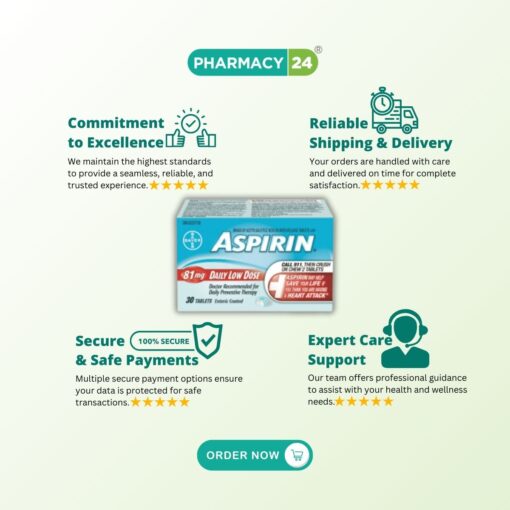 Aspirin 81 mg Daily Low Dose Enteric Coated - Fast delivery
