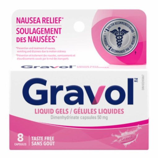 Gravol Taste Free Liquid Gel 8 Capsules