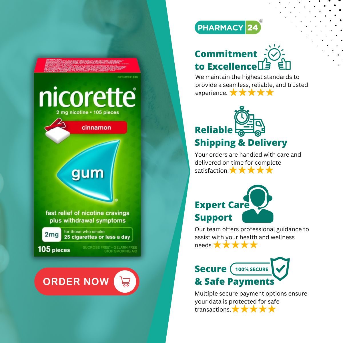 Buy NICORETTE Smoking Cessation Gum Cinnamon Flavor