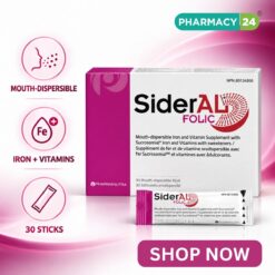 SiderAL® FOLIC 30-sachet pack with 30 mg Sucrosomial® Iron, folate and vitamins C, D, B6 and B12.